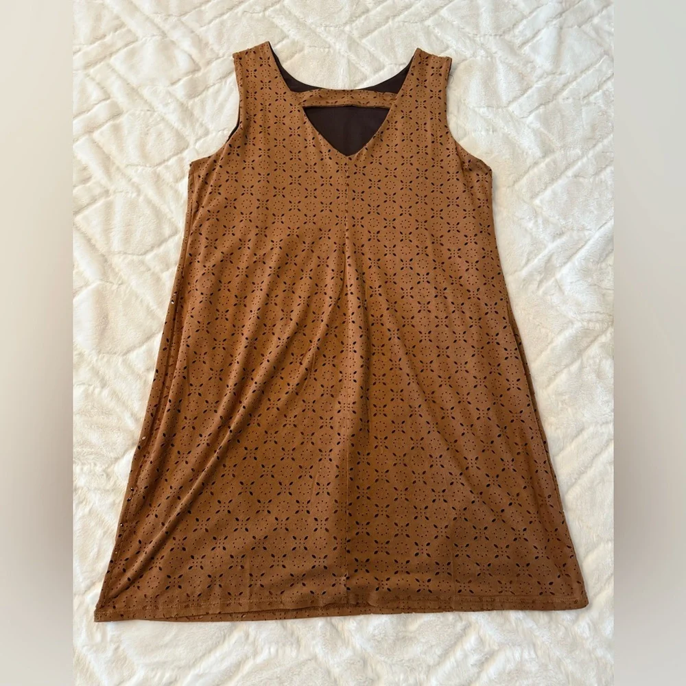 Maurices Brown Suede Eyelet Mini Dress Size M - Picture 4 of 8
